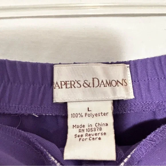WOMENS LARGE 4 PIECE DRAPER'S & DAMON'S PURPLE BLOUSES & PANTS PANT SET OUTFIT - Picture 11 of 13